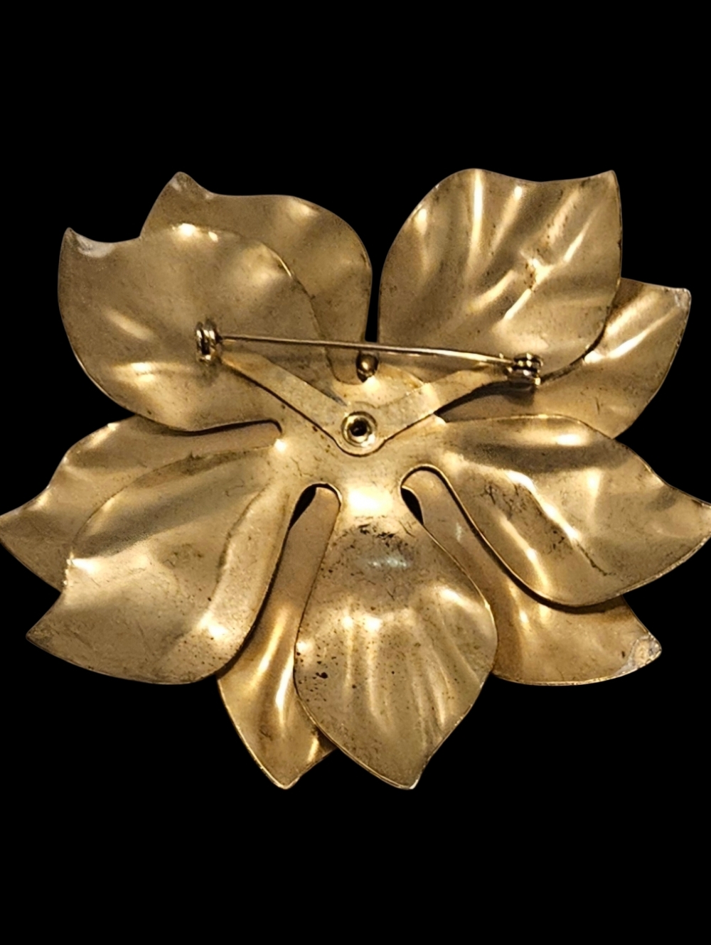 Gold Tone & Yellow Vintage Flower Brooch